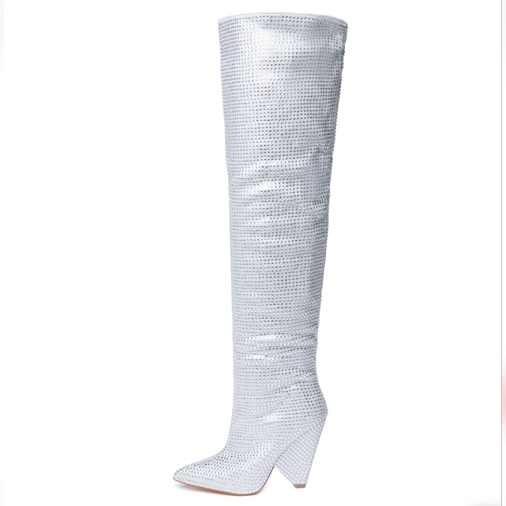 Ladies rhinestone thigh high boots